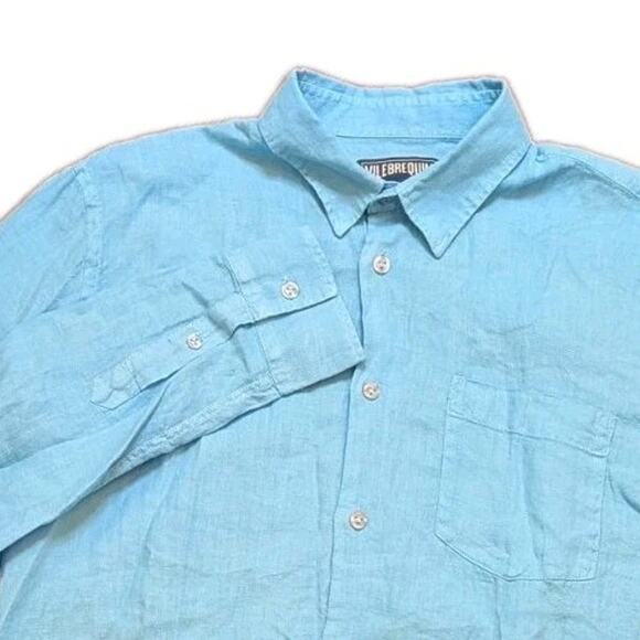 Vilebrequin Shirt Men Size M 100% Linen Light Blue Button Up Long Sleeve Casual - Picture 1 of 11